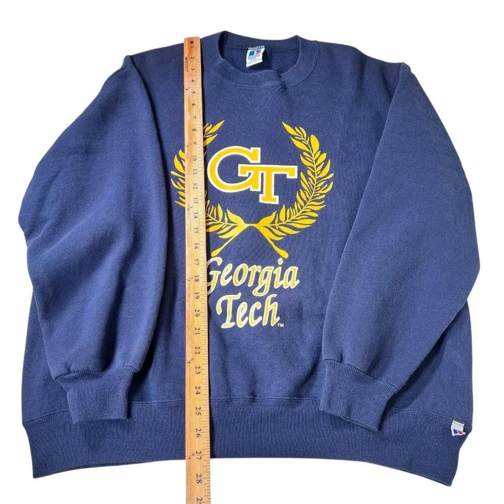 Vintage Russell Athletic Mens Blue Georgia Tech Wreath Sweatshirt Size XXL - Picture 5 of 11